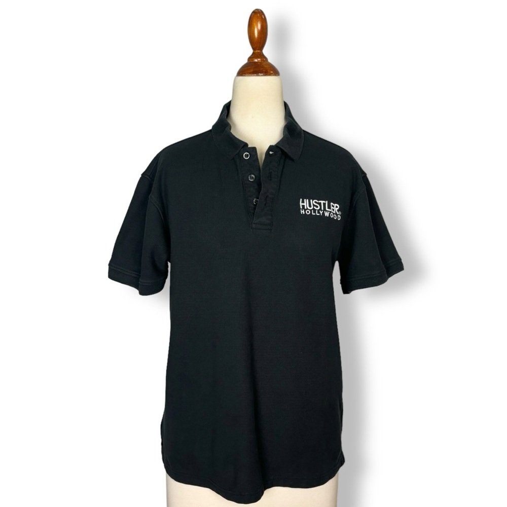 Hustler Hollywood Employee Uniform Black Polo Shirt Workwear Unisex Small